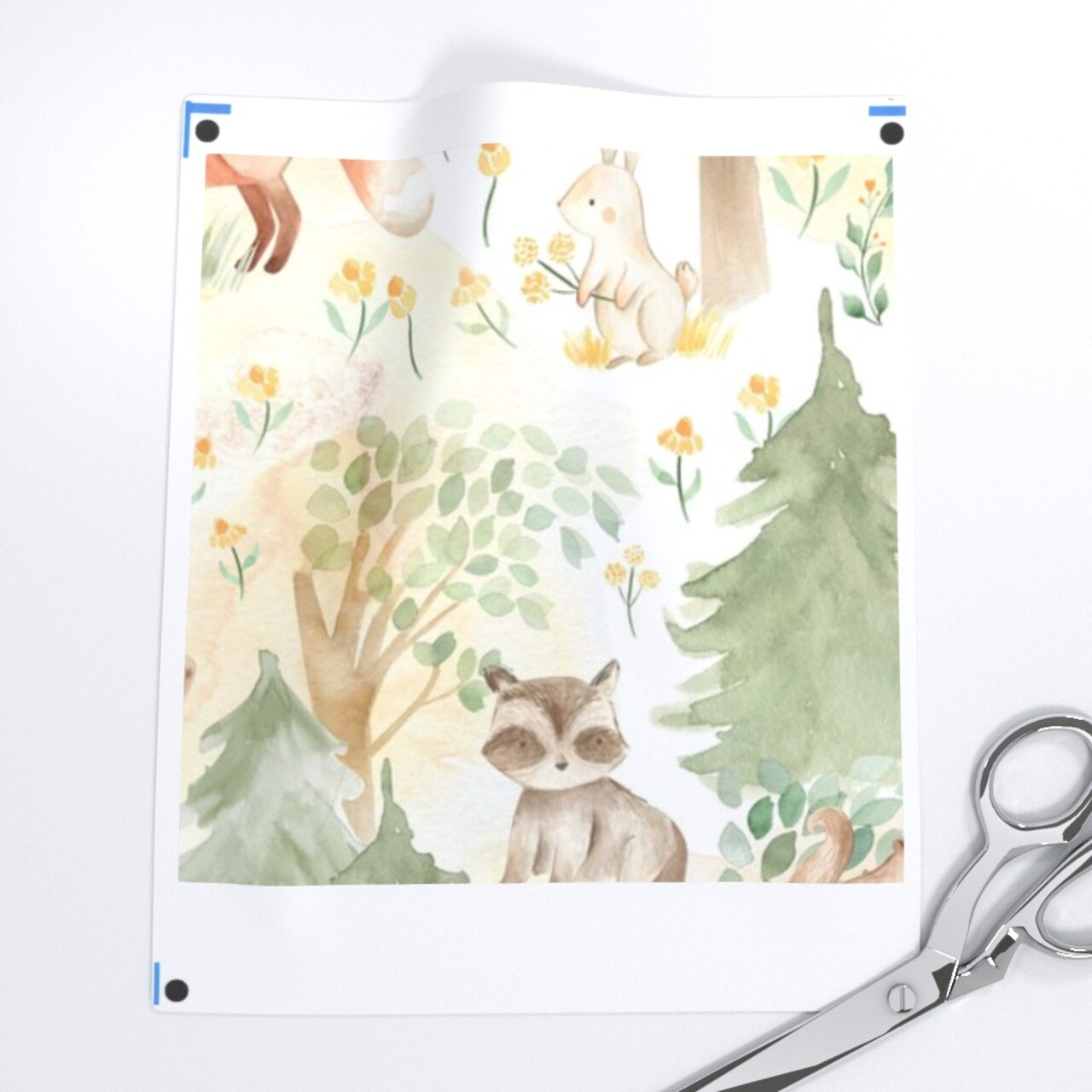 Autumn Forest Baby Nursery Bear Bunny Fox Racoon Bunny Watercolor Custom Printed Fabric by Spoonflower Various Fabrics by the Yard or Fat Quarter